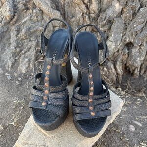 CONTE snake print block heel platform sandals gladiator